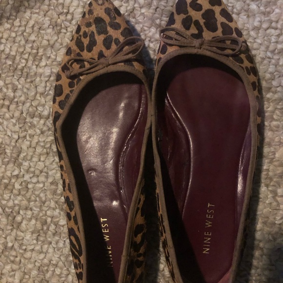 Nine West Cow Fur and Real Leather animal print flats Size 9M - Picture 1 of 5